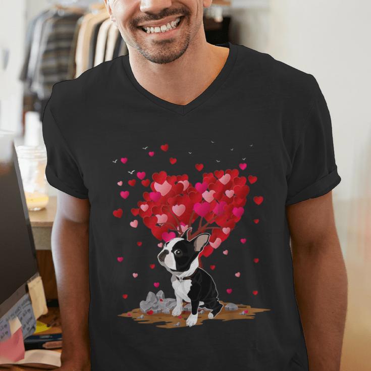 Boston Terrier Lover Heart Shape Boston Terrier Valentine Men's V-Neck T-Shirt, funny gift