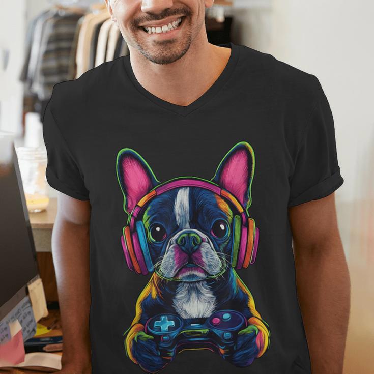 Boston Terrier Lovers Gaming Headphones Boston Terrier Men's V-Neck T-Shirt, funny gift