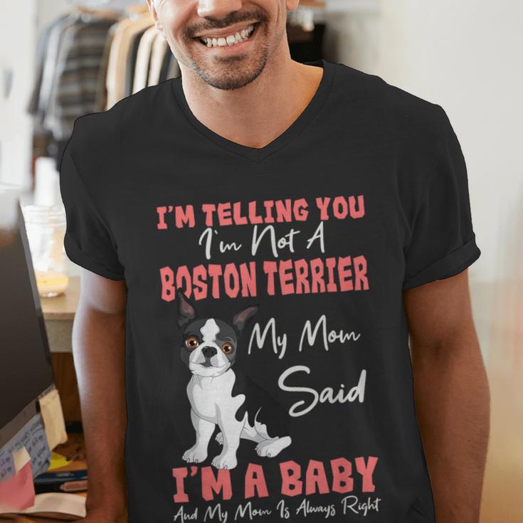 Boston Terrier Mom American Gentleman Dog Lover Mother's Day Men's V-Neck T-Shirt, Boston Terrier Mom Shirts, American Boston Terrier Shirts, funny gift