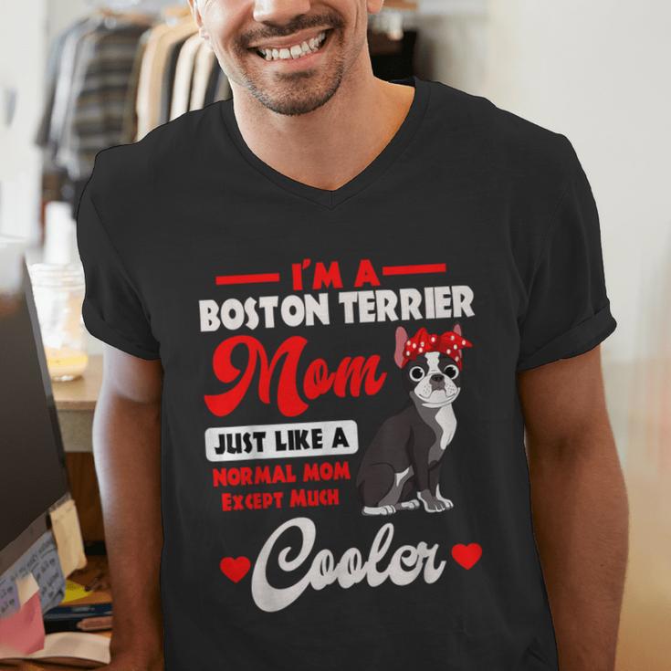 Boston Terrier Mom American Gentleman Dog Mother's Day Men's V-Neck T-Shirt, Boston Terrier Mom Shirts, American Boston Terrier Shirts, funny gift