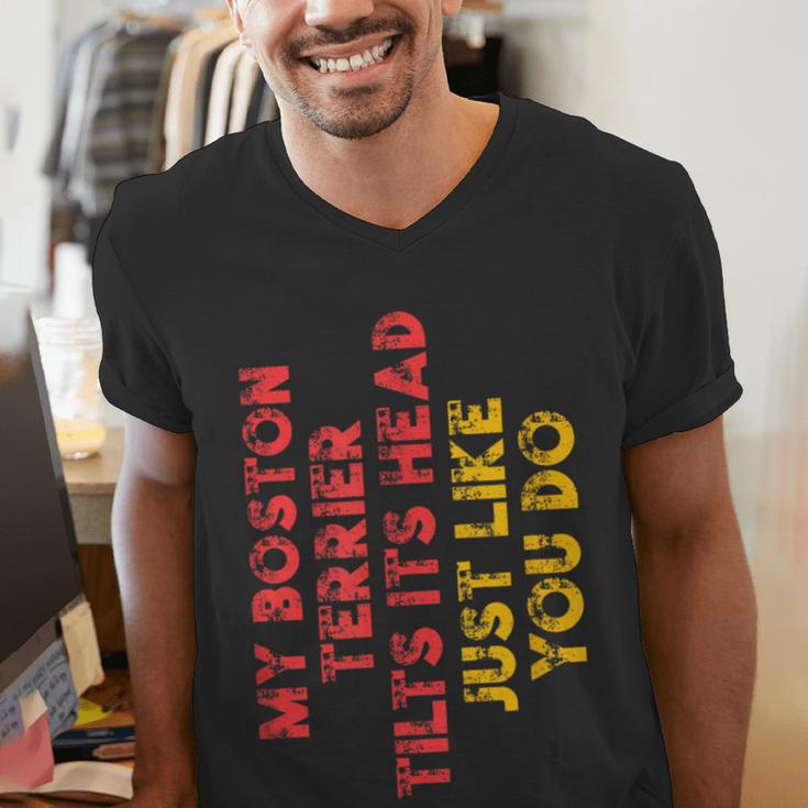 Boston Terrier Mom Dad Dog Lover Owner Women Men Men's V-Neck T-Shirt, Boston Terrier Dad Shirts, Boston Terrier Mom Shirts, funny gift