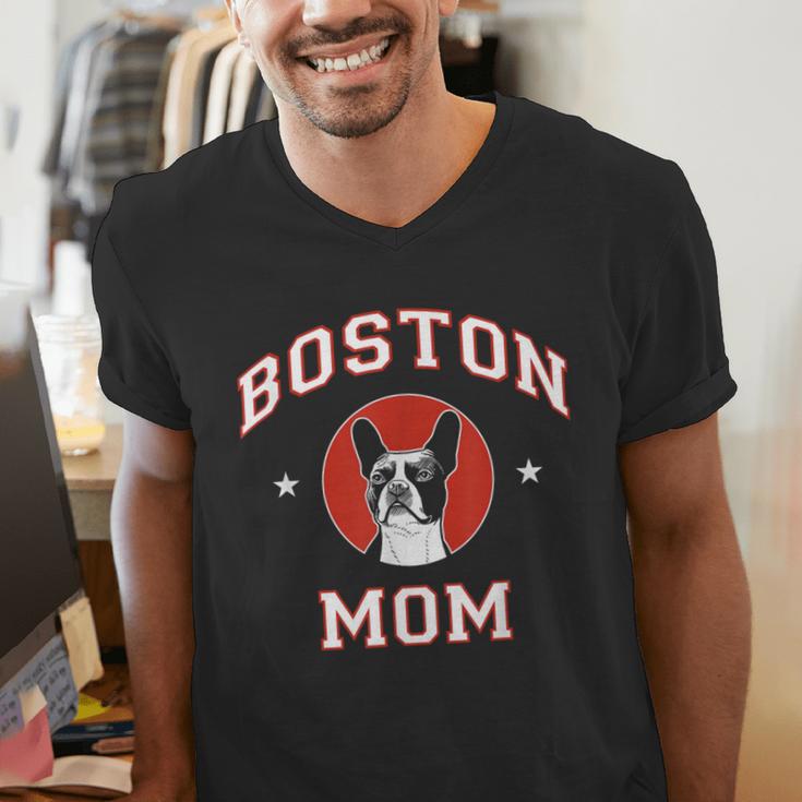 Boston Terrier Mom Dog Mother Men's V-Neck T-Shirt, Boston Terrier Mom Shirts, funny gift