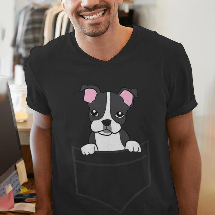 Boston Terrier In The Pocket Cute Pocket Boston Terrier Men's V-Neck T-Shirt, funny gift