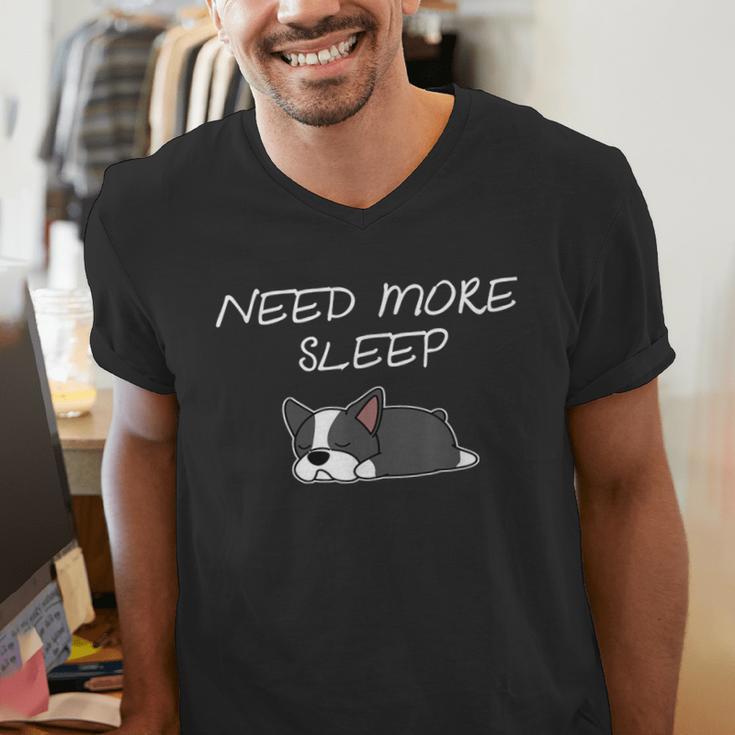 Boston Terrier Puppy Need More Sleep Pajama For Bedtime Men's V-Neck T-Shirt, funny gift