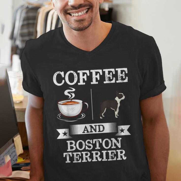 Boston Terrier Shirt Coffee And Boston Terrier Cute Dog For Men Women Girls Kids Men's V-Neck T-Shirt, funny gift