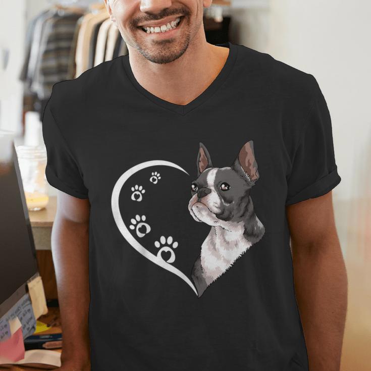 Boston Terrier Shirts For Women Girls Kids Heart Cute Men's V-Neck T-Shirt, funny gift