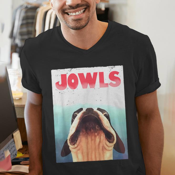 Boston Terriers Jowls Dog Mom Dog Dad Men's V-Neck T-Shirt, funny gift