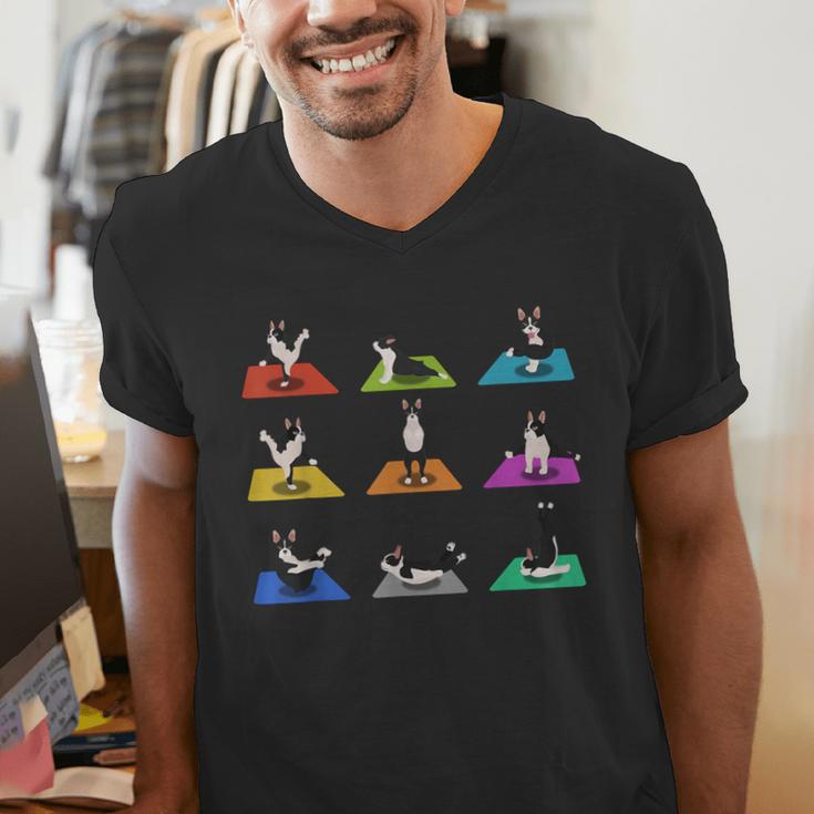 Boston Terriers Yoga Asana Pose And Meditation Men's V-Neck T-Shirt, funny gift