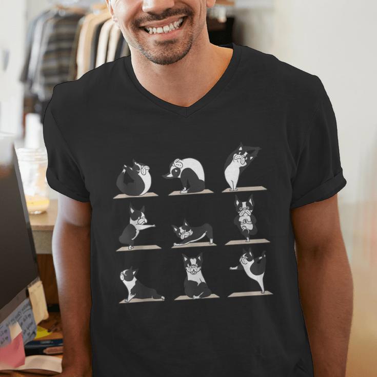 Boston Terriers Yoga Men's V-Neck T-Shirt, funny gift