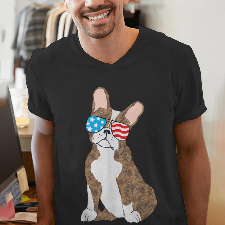 Brindle Boston Terrier Dog Patriotic Shirt USA Flag Men's V-Neck T-Shirt, Patriotic Boston Terrier Shirts, funny gift