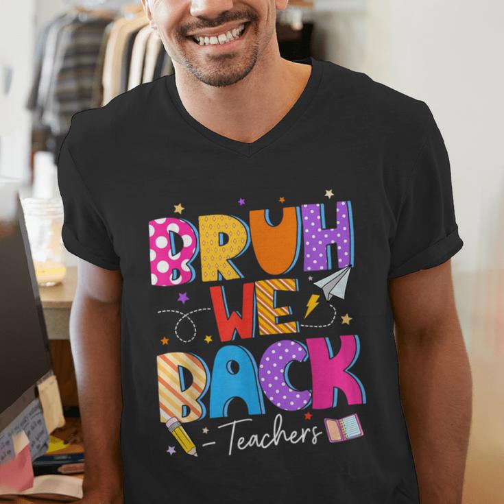 Bruh We Back Teachers First Day Back To School Teachers Men's V-Neck T-Shirt, funny gift Bruh We Back Teachers First Day Back To School Teachers Men's V-Neck T-Shirt, funny gift