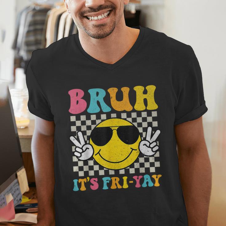 Bruh It's Fri-Yay Friday Weekend Smile Face Teacher Student Men's V-Neck T-Shirt, funny gift