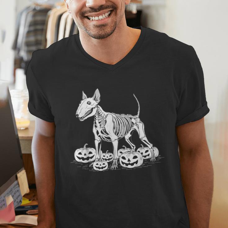 Bull Terrier Skeleton Birthday Halloween Kids Men's V-Neck T-Shirt, funny gift