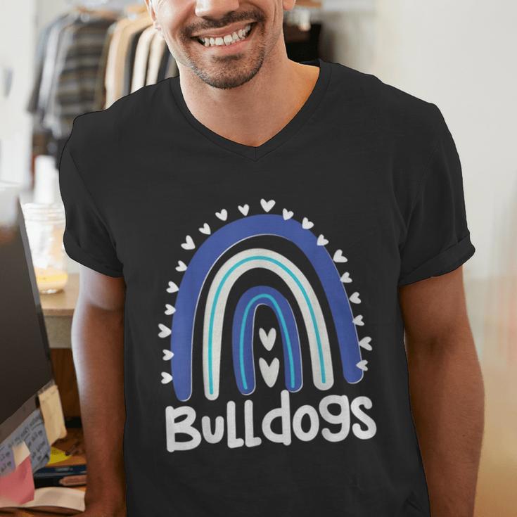 Bulldogs School Mascot Rainbow Teacher Lover Men's V-Neck T-Shirt, funny gift Bulldogs School Mascot Rainbow Teacher Lover Men's V-Neck T-Shirt, funny gift