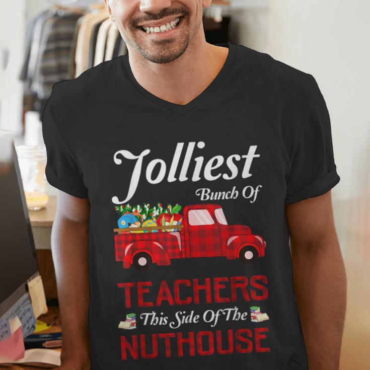 Bunch Of Teachers This Side Of The Nuthouse Xmas Men's V-Neck T-Shirt, funny gift Bunch Of Teachers This Side Of The Nuthouse Xmas Men's V-Neck T-Shirt, funny gift