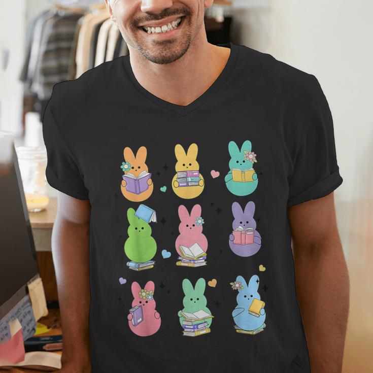 Bunny Reading Books Easter Day Librarian Teacher Book Men's V-Neck T-Shirt, Easter Teacher Shirts, funny gift Bunny Reading Books Easter Day Librarian Teacher Book Men's V-Neck T-Shirt, Easter Teacher Shirts, funny gift