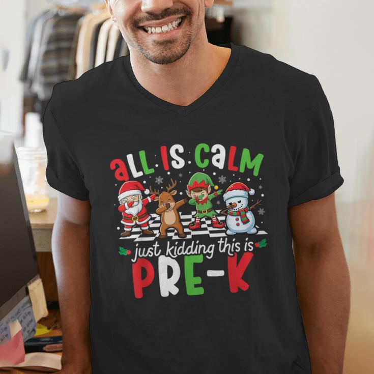 All Is Calm Just Kidding This Is Pre-K Christmas Teacher Men's V-Neck T-Shirt, funny gift All Is Calm Just Kidding This Is Pre-K Christmas Teacher Men's V-Neck T-Shirt, funny gift