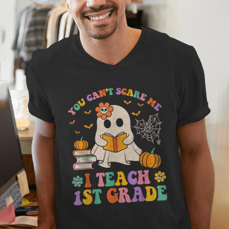 You Can't Scare Me I Teach 1st Grade Teacher Halloween Ghost Men's V-Neck T-Shirt, funny gift You Can't Scare Me I Teach 1st Grade Teacher Halloween Ghost Men's V-Neck T-Shirt, funny gift