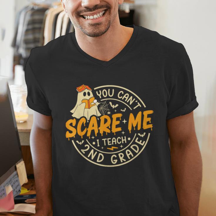 You Can't Scare Me I Teach 2nd Grade Teacher Halloween Ghost Men's V-Neck T-Shirt, 2nd Grade Teacher Shirts, funny gift