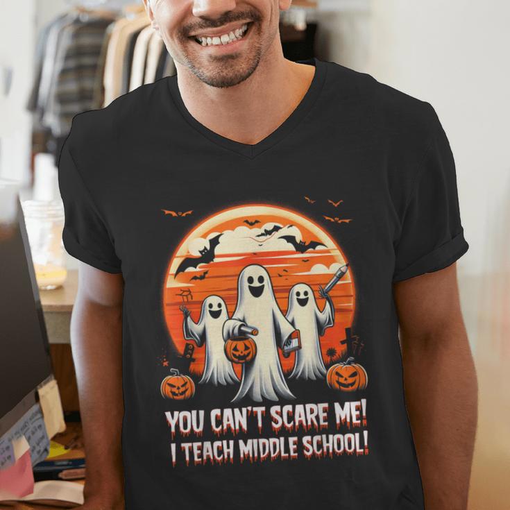 You Can't Scare Me I Teach Middle School Teacher Halloween Men's V-Neck T-Shirt, funny gift