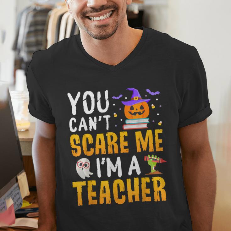 You Cant Scare Me Im A Teacher Halloween Trick Or Teach 2024 Men's V-Neck T-Shirt, funny gift You Cant Scare Me Im A Teacher Halloween Trick Or Teach 2024 Men's V-Neck T-Shirt, funny gift