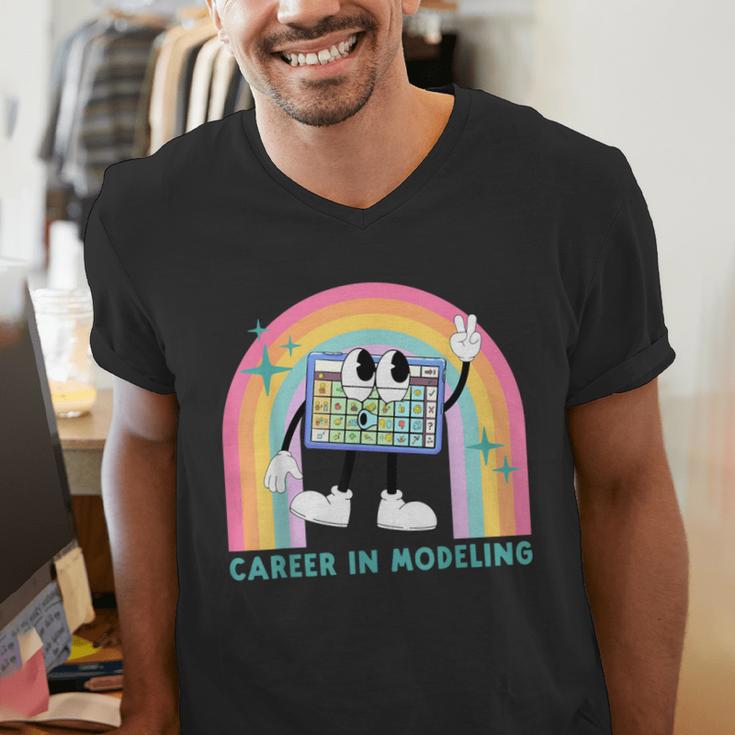 Career In Modeling AAC Teacher SLP SPED Communication Autism Men's V-Neck T-Shirt, funny gift Career In Modeling AAC Teacher SLP SPED Communication Autism Men's V-Neck T-Shirt, funny gift