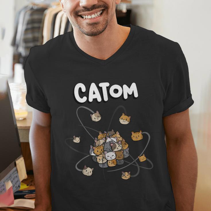 Catom Science Teacher Chemistry Lover Physics School Cat Men's V-Neck T-Shirt, Science Teacher Shirts, funny gift