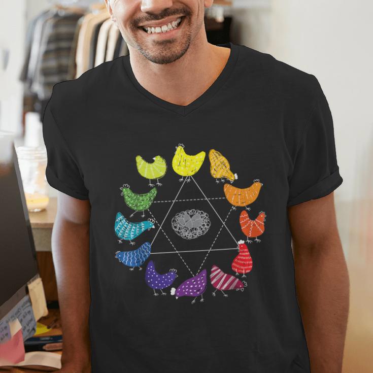 Chicken Themed Color Wheel Educational Art Teacher Artist Men Women Girls Kids Men's V-Neck T-Shirt, funny gift Chicken Themed Color Wheel Educational Art Teacher Artist Men Women Girls Kids Men's V-Neck T-Shirt, funny gift