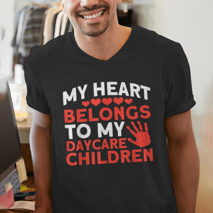 Childcare My Heart Belongs To Children Daycare Teacher Men Women Men's V-Neck T-Shirt, funny gift
