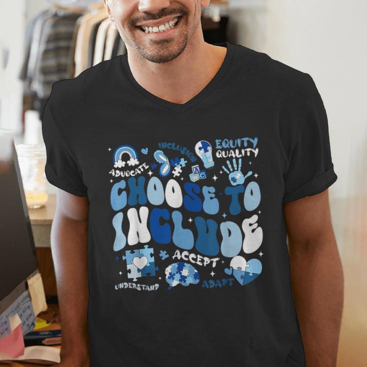 Choose To Include Inclusion Matters Autism Awareness Teacher Men's V-Neck T-Shirt, funny gift