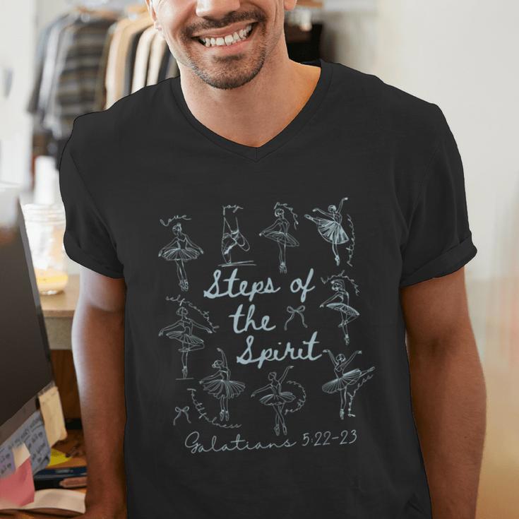 Christian Steps Of Spirit Bible Verse Ballet Dancer Teacher Men's V-Neck T-Shirt, funny gift Christian Steps Of Spirit Bible Verse Ballet Dancer Teacher Men's V-Neck T-Shirt, funny gift