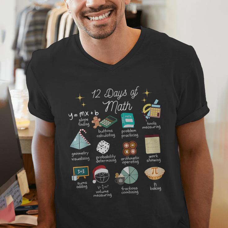 Christmas 12 Days Of Math Math Teacher Xmas STEM STEMS Men's V-Neck T-Shirt, funny gift Christmas 12 Days Of Math Math Teacher Xmas STEM STEMS Men's V-Neck T-Shirt, funny gift