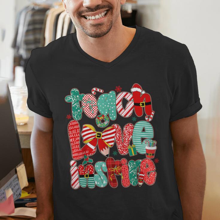 Christmas Coquette Bow Teacher Teach Love Inspire Men's V-Neck T-Shirt, funny gift Christmas Coquette Bow Teacher Teach Love Inspire Men's V-Neck T-Shirt, funny gift