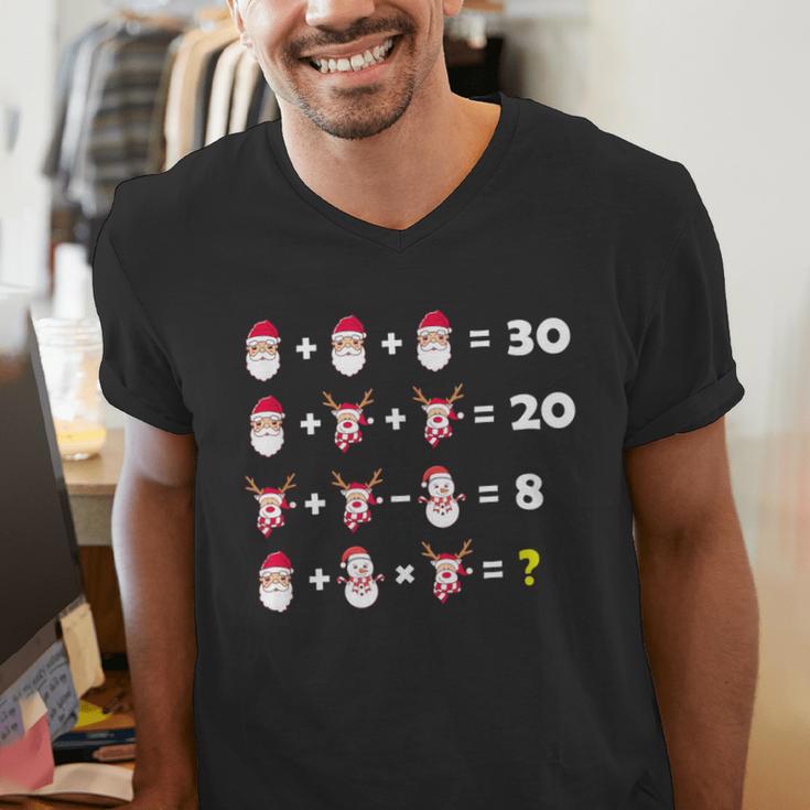 Christmas Math Quiz Teacher Equation Math Teacher Men's V-Neck T-Shirt, funny gift