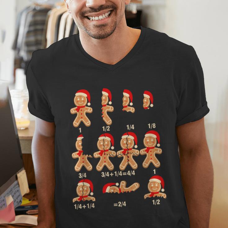 Christmas Math Teacher Equation Gingerbread With Santa Hat Men Women Men's V-Neck T-Shirt, funny gift
