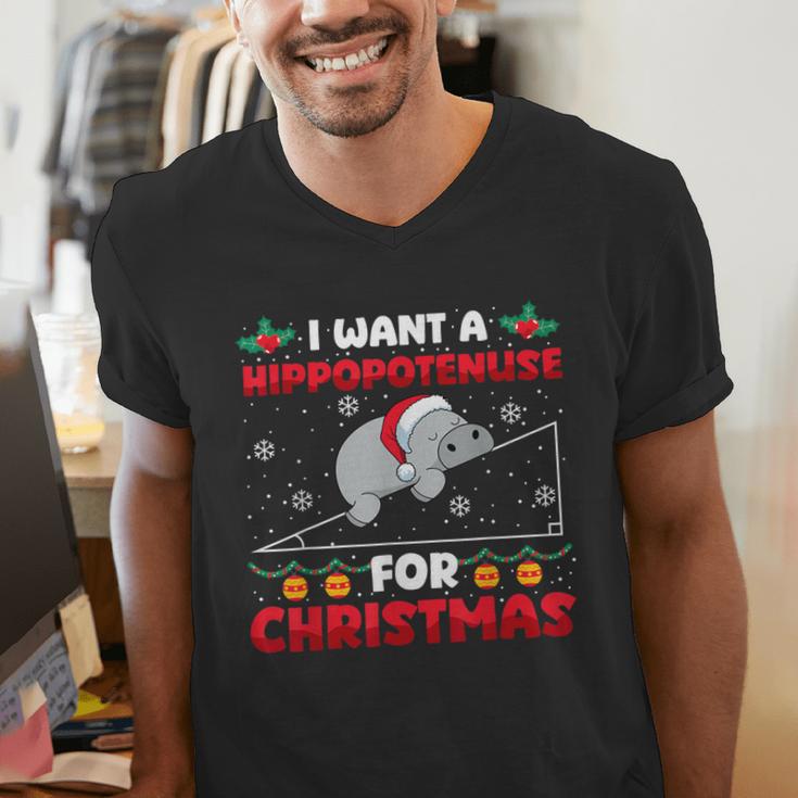Christmas Math Teacher Hippopotenuse Math Lovers Xmas Men's V-Neck T-Shirt, funny gift Christmas Math Teacher Hippopotenuse Math Lovers Xmas Men's V-Neck T-Shirt, funny gift