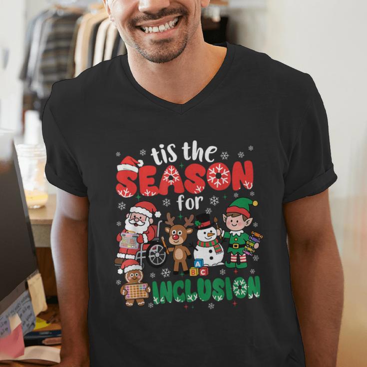 Christmas Sped Teacher Tis The Season For Inclusion Women Men's V-Neck T-Shirt, funny gift