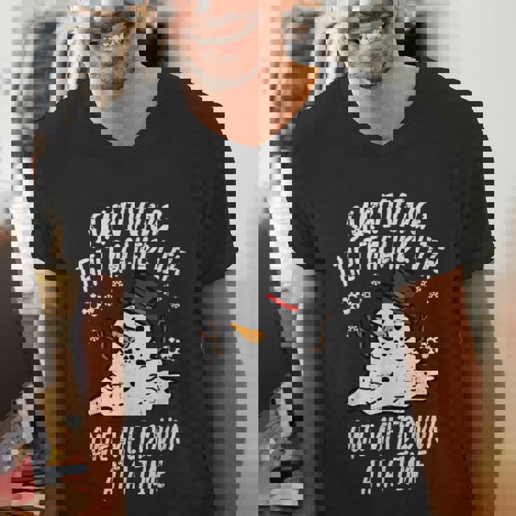 Christmas Surviving Teacher Life Meltdown Xmas Women Men Men&#x27;s V-Neck T-Shirt, funny gift