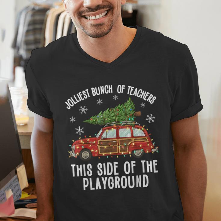 Christmas Teacher Squad Festive Car Tree Lights Xmas Men's V-Neck T-Shirt, funny gift Christmas Teacher Squad Festive Car Tree Lights Xmas Men's V-Neck T-Shirt, funny gift