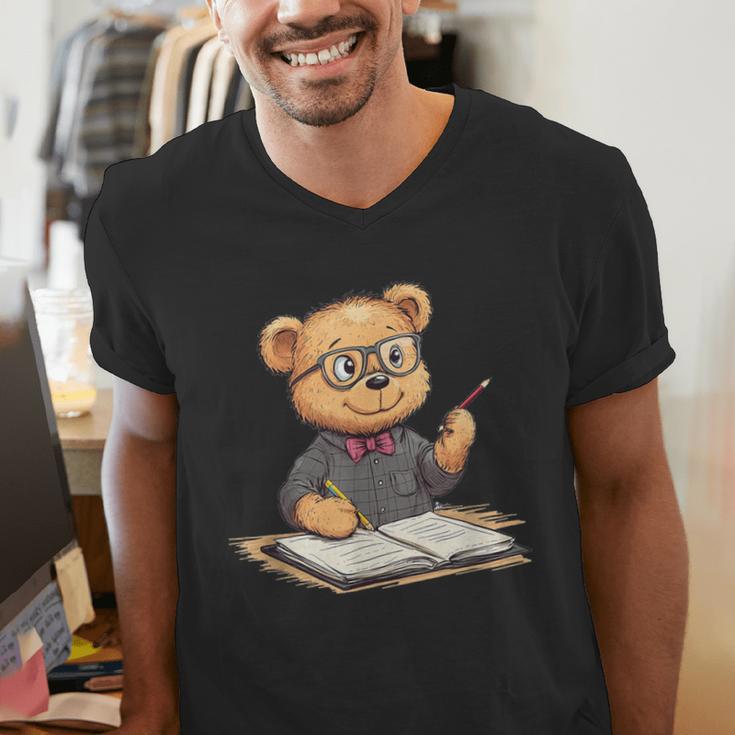 Classroom Fun With Teddy Bear Teacher Men's V-Neck T-Shirt, funny gift