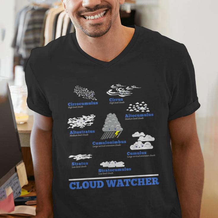Cloud Watcher Cloud Types Science Student Teacher Cute Faces Men's V-Neck T-Shirt, Science Teacher Shirts, funny gift