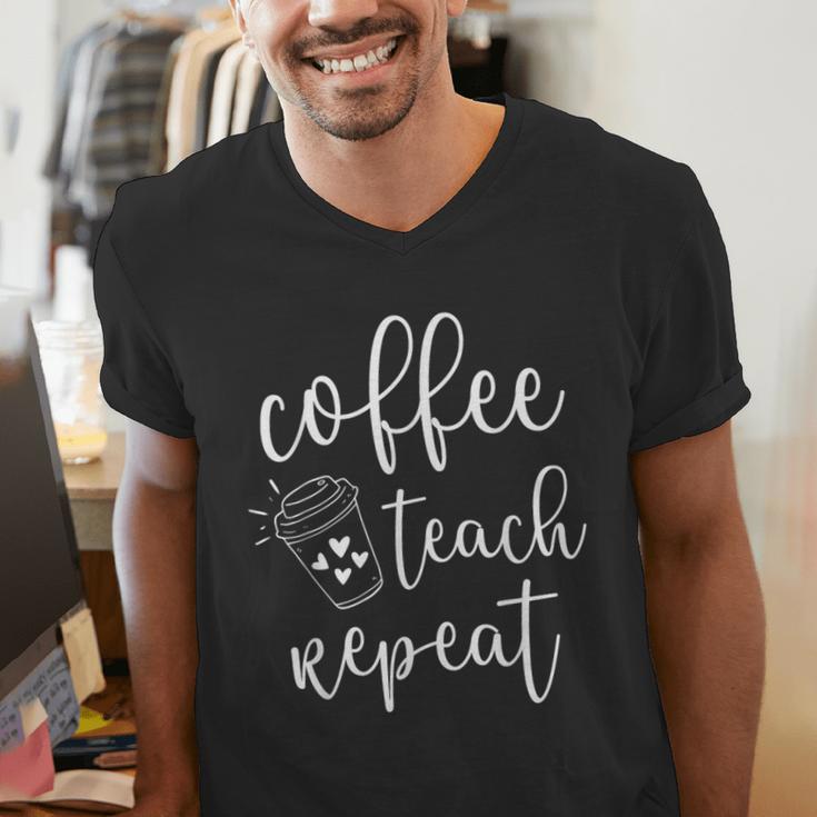 Coffee Teach Repeat Cute Costume Teacher Coffee Lover Men's V-Neck T-Shirt, funny gift