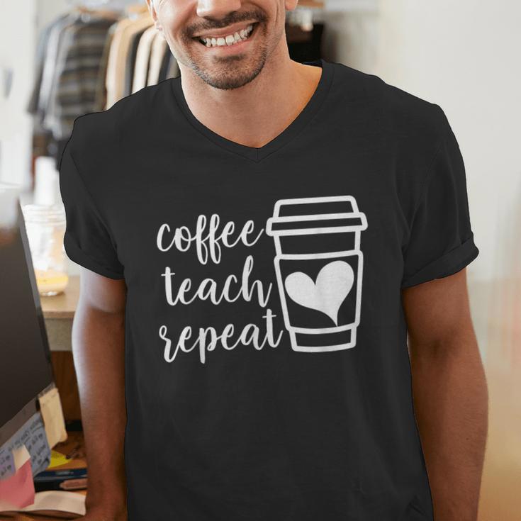 Coffee Teach Repeat Women's Misses Plus Size Teacher Men's V-Neck T-Shirt, funny gift Coffee Teach Repeat Women's Misses Plus Size Teacher Men's V-Neck T-Shirt, funny gift