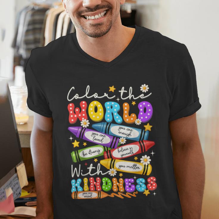 Color The World With Kindness Crayon Positivity Teacher Men's V-Neck T-Shirt, funny gift Color The World With Kindness Crayon Positivity Teacher Men's V-Neck T-Shirt, funny gift