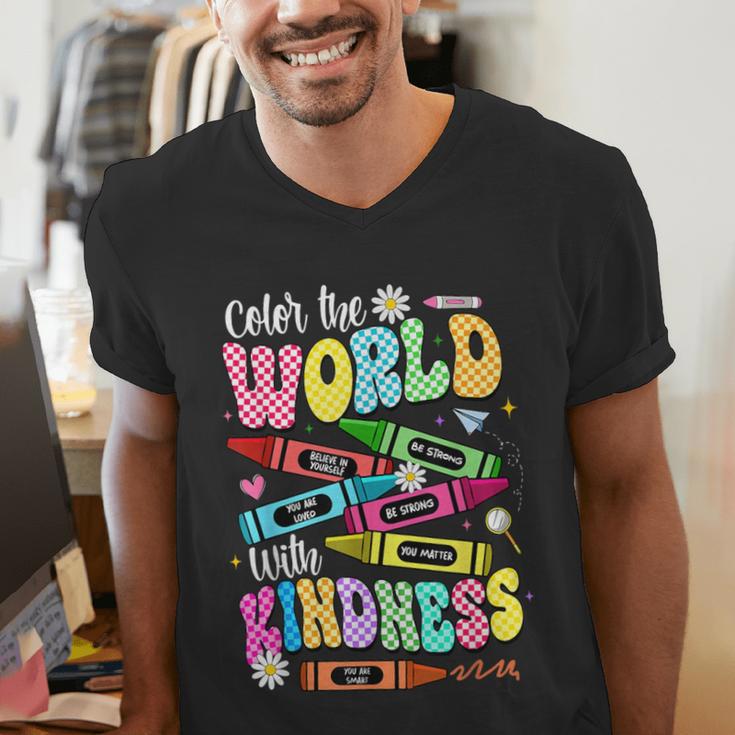 Color The World With Kindness Teacher Back To School Men's V-Neck T-Shirt, funny gift Color The World With Kindness Teacher Back To School Men's V-Neck T-Shirt, funny gift
