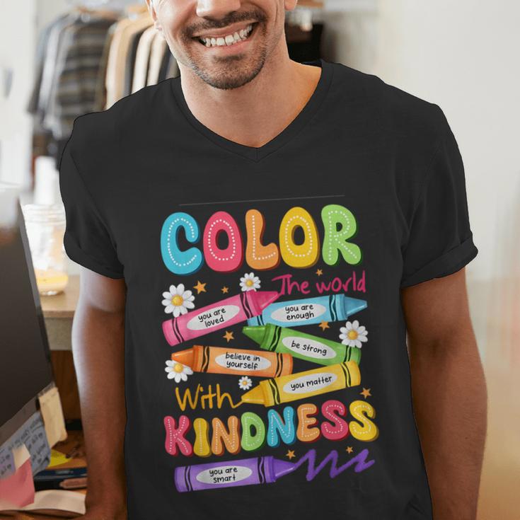 Color The World With Kindness Teachers Back To School Men's V-Neck T-Shirt, funny gift Color The World With Kindness Teachers Back To School Men's V-Neck T-Shirt, funny gift