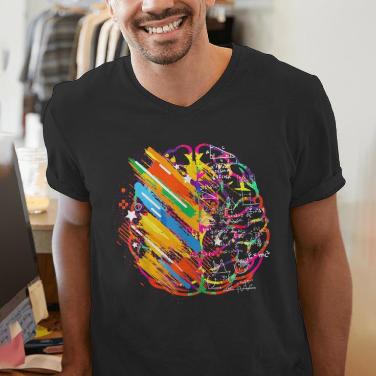 Colorful Brain Art Teacher Artist Painter Student Men's V-Neck T-Shirt, funny gift