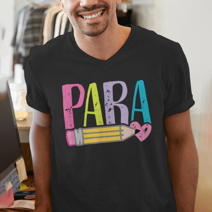 Colorful PARA Teacher Paraprofessional Cute Pencil Men's V-Neck T-Shirt, funny gift Colorful PARA Teacher Paraprofessional Cute Pencil Men's V-Neck T-Shirt, funny gift