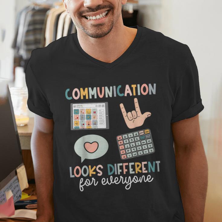 Communication Looks Different For Everyone SPED Teacher ASD Men's V-Neck T-Shirt, funny gift Communication Looks Different For Everyone SPED Teacher ASD Men's V-Neck T-Shirt, funny gift