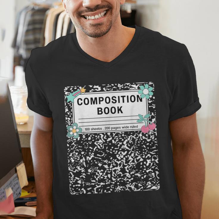 Composition Book Notebook Teachers Matching Group Halloween Men's V-Neck T-Shirt, funny gift Composition Book Notebook Teachers Matching Group Halloween Men's V-Neck T-Shirt, funny gift